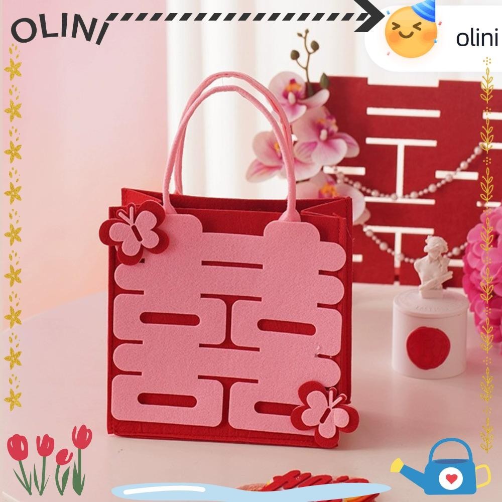 Olini Felt Gift Bag, Butterfly Square Shape Candy Lucky Bag, Senior Felt Storage Bag
