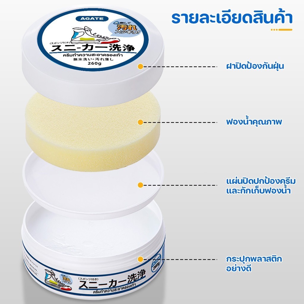 Helloshop ปลีก/ส่ง ครีมขัดรองเท้า น้ำยาทำความสะอาดรองเท้า พร้อมฟองน้ำสำหรับขัด