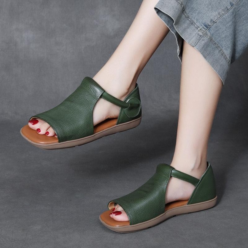 Yueyejia YY ขายร้อนรองเท้าผู้หญิง Zone 2024 ฤดูร้อนสไตล์ใหม่ Casual ปลาปาก Soft-Soled รองเท้าผู้หญิงแบน Velcro Hollow รองเท้าแตะ