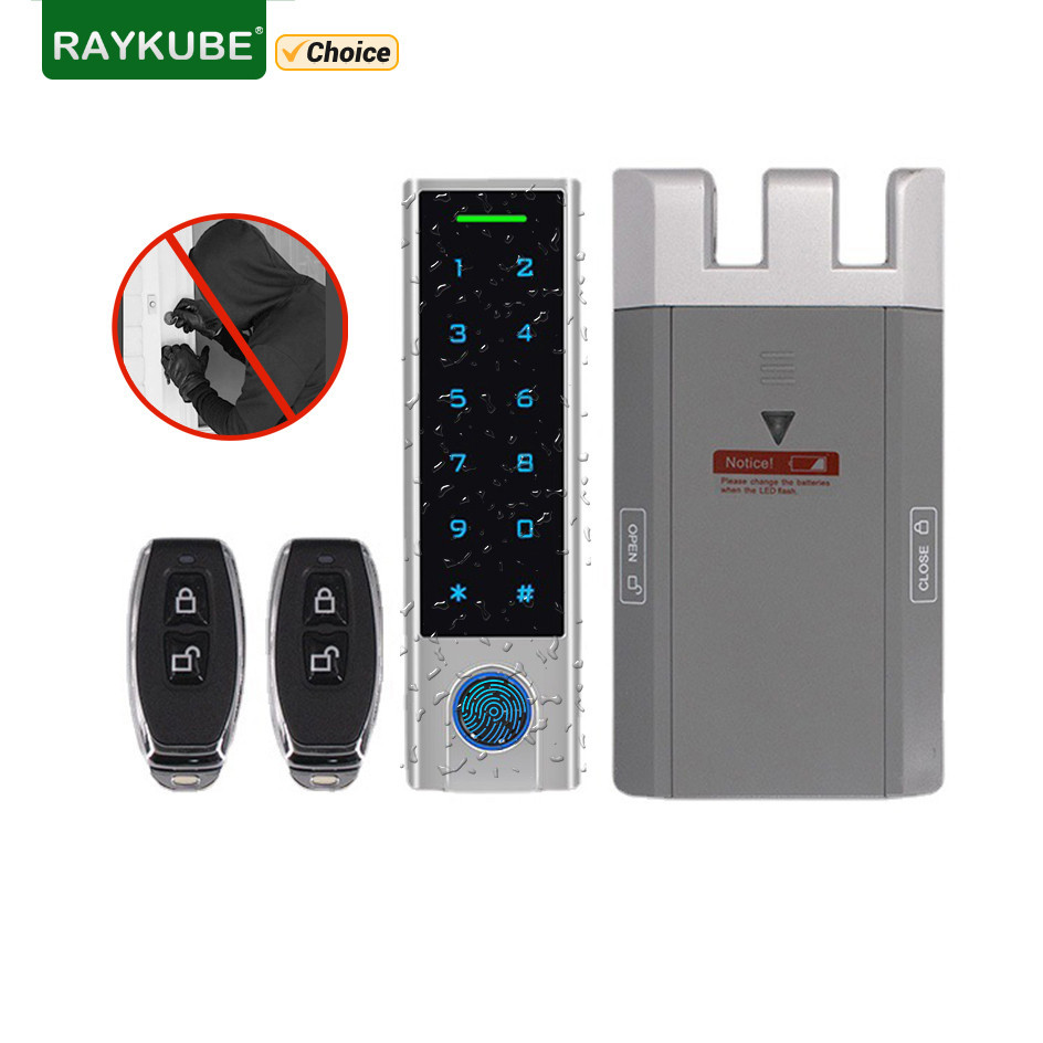 RAYKUBE Electronic Fingerprint Smart Door Lock Kit Anti-theft Invisible Digital Lock with Remote Control