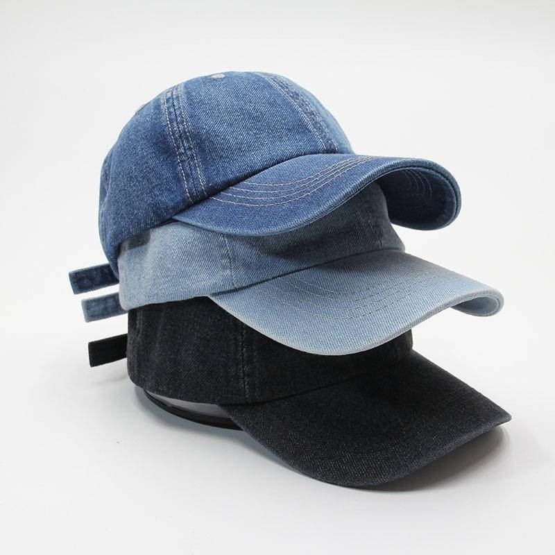 คาวบอย Peaked หมวกฤดูร ้ อนรุ ่ นสีทึบ Casual เบสบอลหมวกหญิงเกาหลีรุ ่ น All-Match Curved Brim Sunshade