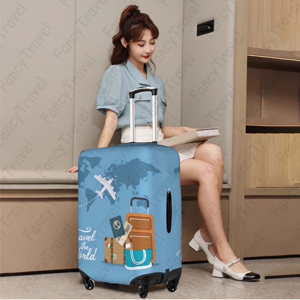 Fancytravel Travel ผ้าคลุมกระเป๋าเดินทาง กระเป๋าเดินทาง ผ้ายึดได้เยอะ กันฝุ่น กันรอย สวมใส่ได้ ข้น 18/20/22/24/26/28/32นิ้ว