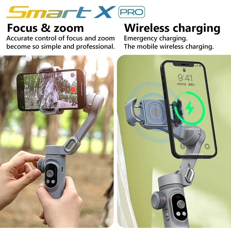 Aochuan Smart X Pro 3 แกนมือถือแบบพับได ้ Gimbal Anti Shake Vlog สดสตรีมมิ ่ งโทรศัพท ์ มือถือ Pan Tilt stabilizer