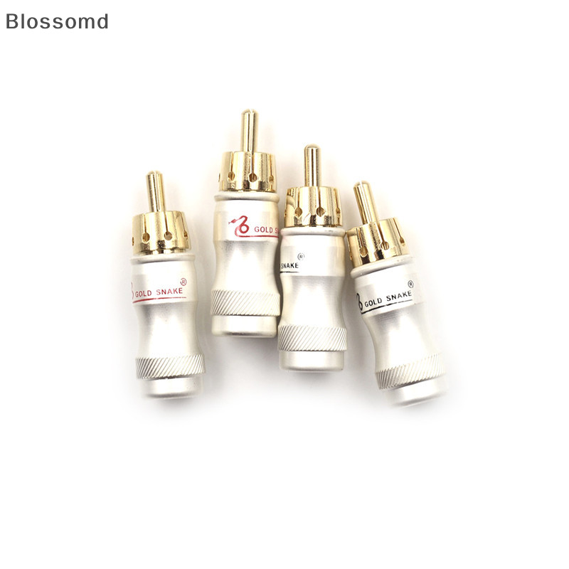 Blossoms 4pcs Goldplated RCA ชายปลั ๊ ก HIFI Audio Cable Audio Video Connector Adapter ใหม ่