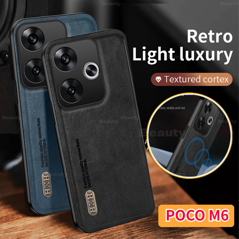 ซองหนังหรูหรา Xiaomi POCO M6 4G 2024 เคสโทรศัพท์สําหรับ POCO M6 Pro 4G Frosted Anti Fall กันกระแทกนุ่มปกหลัง PocoM6Pro M6 Pro PocoM6 5G 4G M6 POCO PocoM 6 POCO X6 F6 Pro