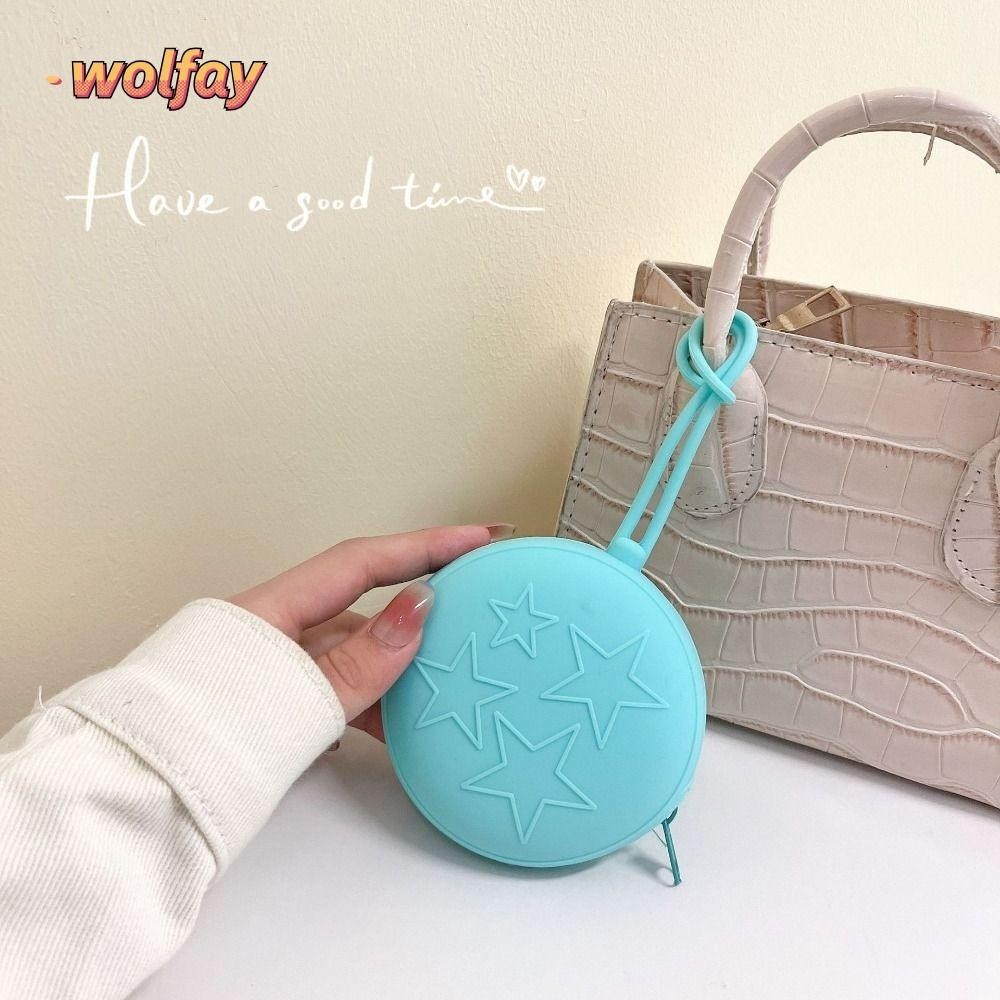 Wolfay Wristlet Clutch Bag, Silicone Key Holders Coin Wallet Pouch, Fashion Round Storage Coin Wallet Adult Kids