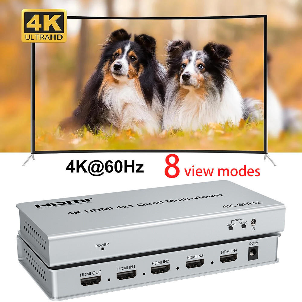 4K 60Hz 4x1 Multiviewer 4 in 1 Out HDMI Multi Viewer 8 โหมดสวิทช์ PIP 90 180 270 องศาหมุนสําหรับ PS4