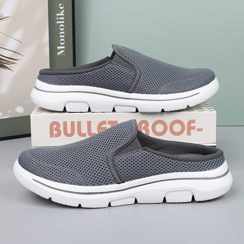 [35-48] คู่น้ําหนักเบา รองเท้าครึ่งตาข่ายผู้ชาย Slip on shoes Causal shoes สําหรับผู้หญิงผู้ชาย