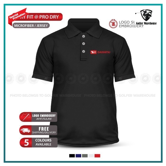 เสื้อโปโลไมโครไฟเบอร์ Daihatsu Gran Max Euro Van Lorry Jimny Rocky Lelaki Men Logo Sulam