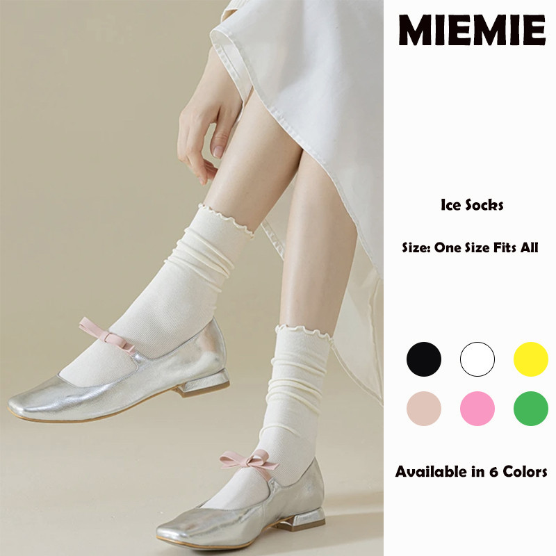 ถุงเท้า Hemming ถุงเท้าน้ำแข็งสตรีถุงเท้า Mesocone Ice Velvet สีขาวถุงเท้า
