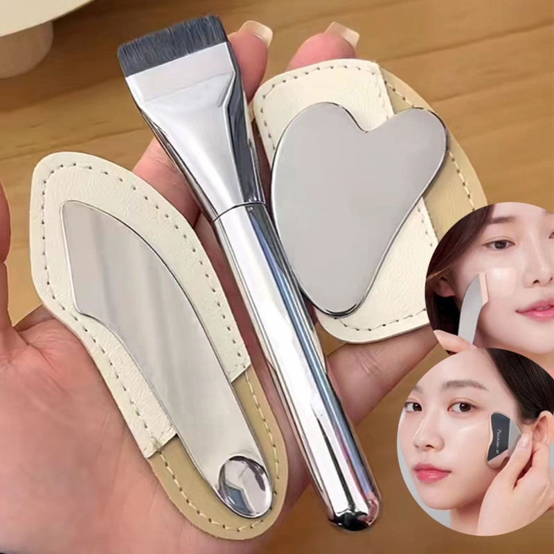 ไม้พายแต่งหน้าโค้ง Foundation เครื่องมือแต่งหน้า Foundation แปรงแต่งหน้าสีผสม Stick Of Liquid Foundation แปรงคอนซีลเลอร์