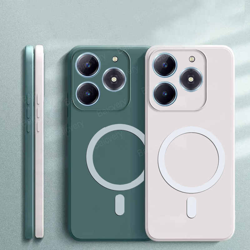 เคสโทรศัพท์ OPPO Realme C63 RMX39 / Realme C61 คุณภาพสูง Soft TPU Matte เปลือกป้องกันเต็มรูปแบบฝาหลังพร้อมสติกเกอร์ชาร์จไร้สาย