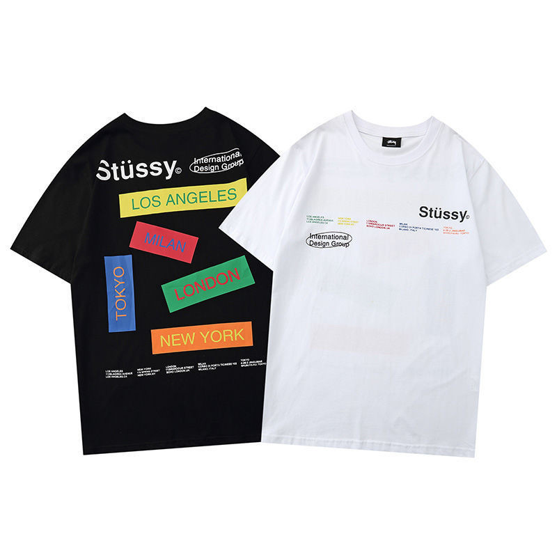จุด ดื้อรั้น ฤดูร้อนใหม่แฟชั่นลําลองผ้าฝ้ายแท้โลโก้สีพิมพ์เสื้อยืดแขนสั้นขนาดใหญ่ XS-3เอ็กแอล