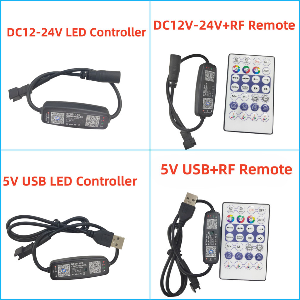 Led พิกเซล SPI Controller เพลง APP ควบคุม 12 V-24 V พิกเซล LED Strip Light SK6812 WS2812 WS2811 IC 5V USB Remote Music Controller