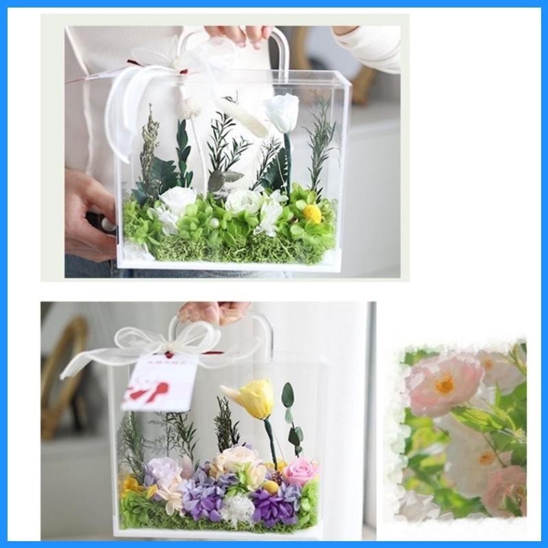 ลูกแบบพกพาดอกไม้กระเป๋ากล่องบรรจุภัณฑ์กล่องดอกไม้โปร่งใสพร้อมที่จับ ราคา ถูกที่สุด ดีลบีเคเค