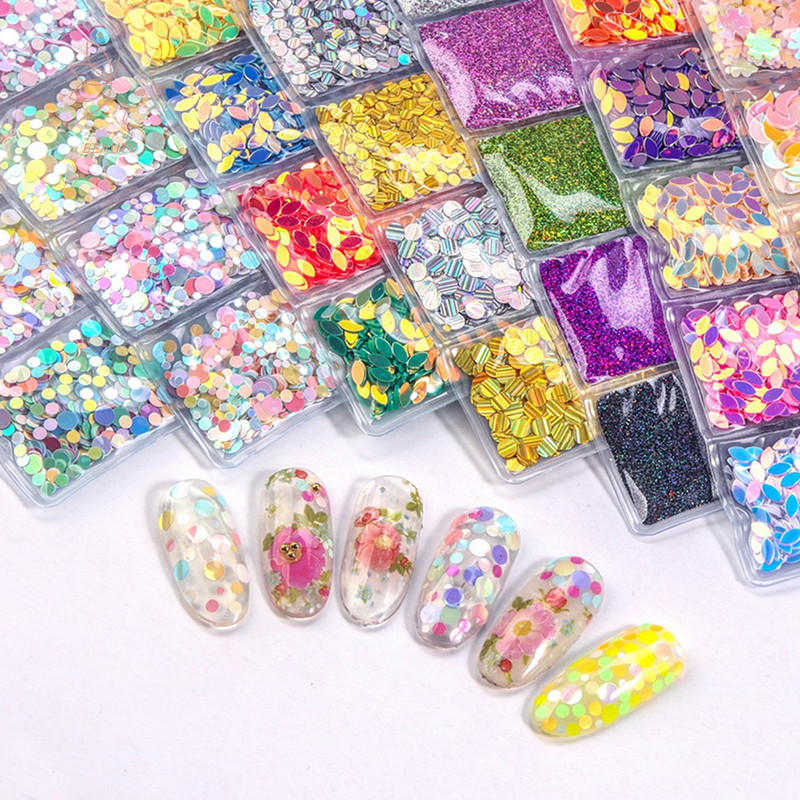 [maybeauty] 6 กริด/ถุงเล็บเลื่อมที่มีสีสันยาทาเล็บเกล็ดฟอยล์สําหรับแต่งเล็บ {TH}