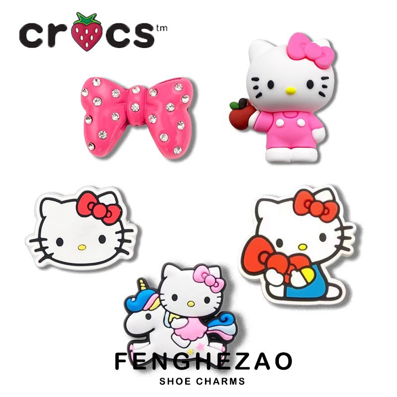 Jibbitz Crocs Hole รองเท้าอุปกรณ์เสริม Crocs รองเท้าดอกไม้ตกแต่งหัวเข็มขัด 3D สามมิติ KT Cat DIY รองเท้าหัวเข็มขัด Crocs Charm