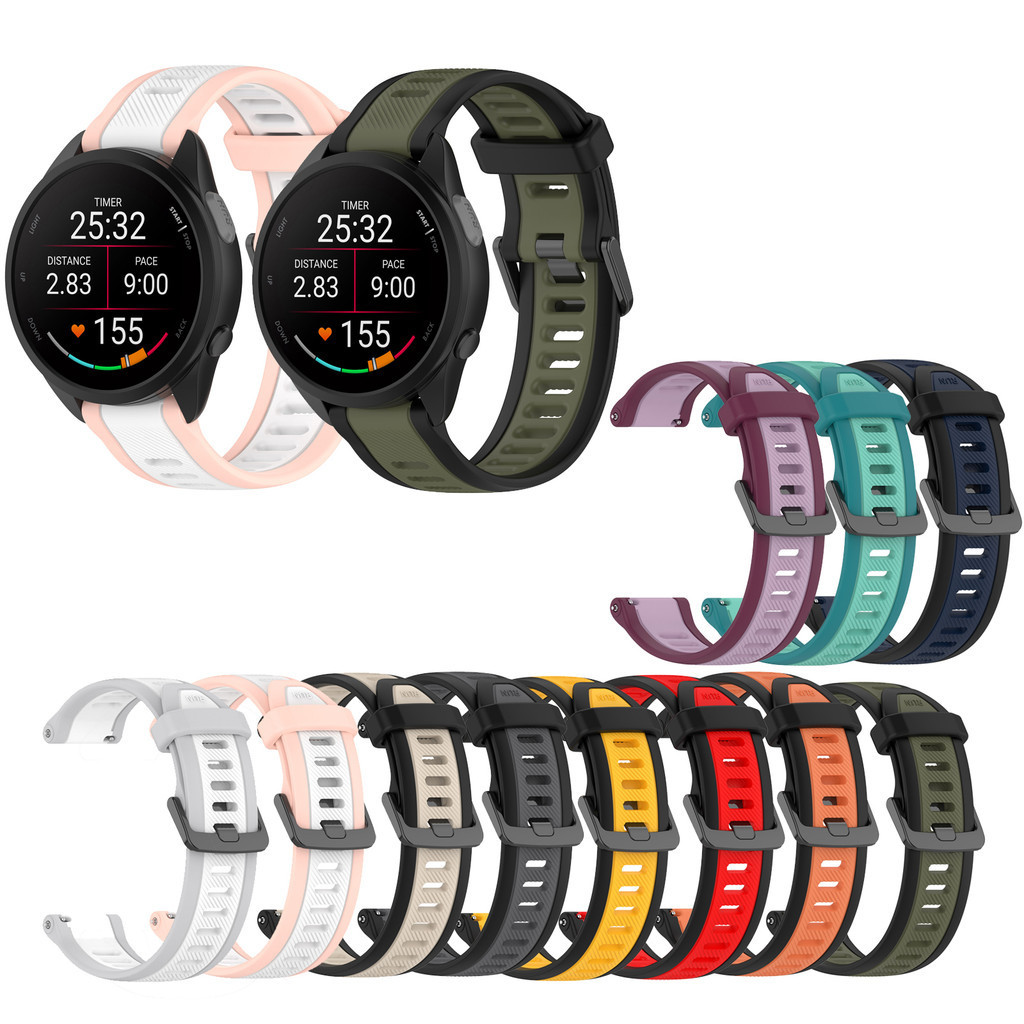 กีฬาเปลี่ยนสายนาฬิกาสร้อยข้อมือสายคล้องคอซิลิโคนสําหรับ Garmin Forerunner 165 645 245 55 158 165 570 42mm 70 170 Vivoactive 3 5 6 Active 5
