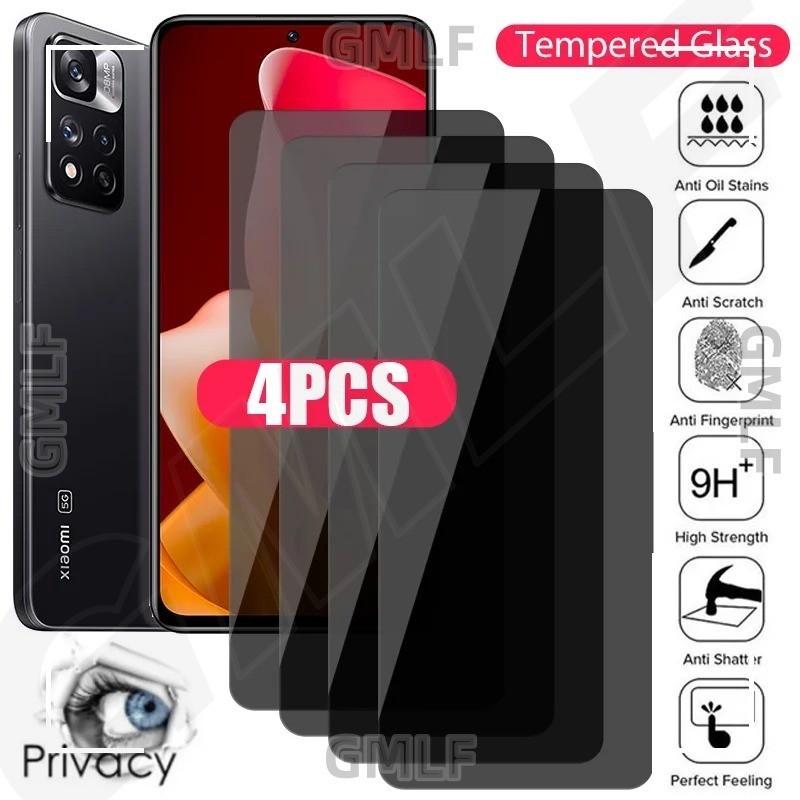 Anti-spy กระจกนิรภัยสําหรับ Xiaomi POCO C55 M3 X3 Pro NFC X5 Pro Redmi 9T 13C 9 12 9C 12C A1 A2 9A 10 10C หมายเหตุ 10 9 12 13 8 12S 11 Pro 11 Mi 11 ตัวป้องกันหน้าจอ 12 Lite