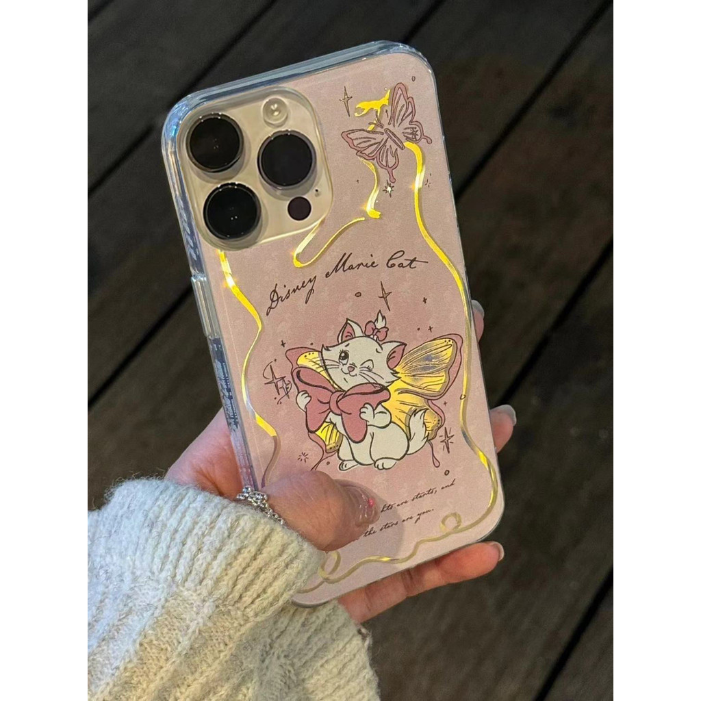 เลเซอร์ผีเสื้อ Mary Cat iPhone15 เคสโทรศัพท์ 13 Apple 14pro Soft Case 1211 Simple xr หญิง xs78p