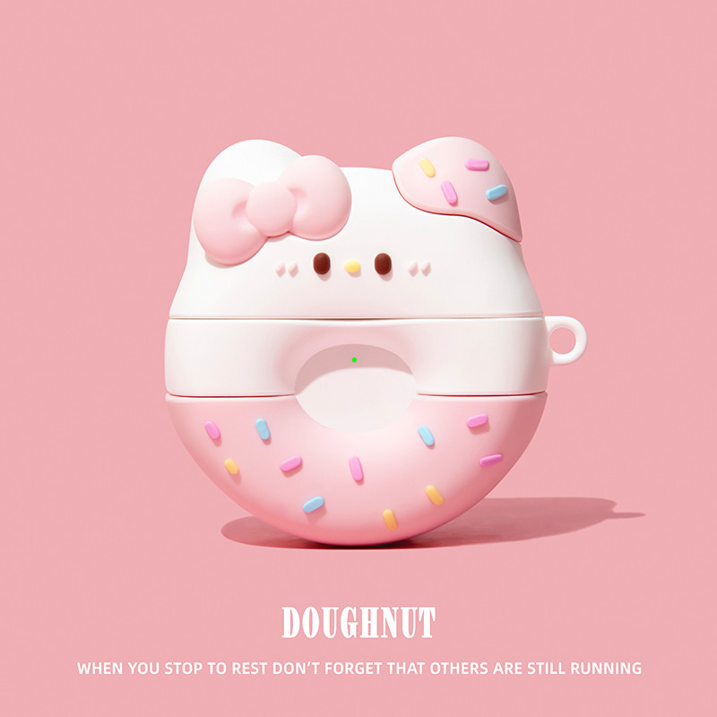 (เคส Airpods4)เคส Doughnut KT สําหรับ AirPods4(2024)1/2/3/Pro/Pro2 เคสซิลิโคนอ่อนนุ่มพร้อมคาราบิเนอร์
