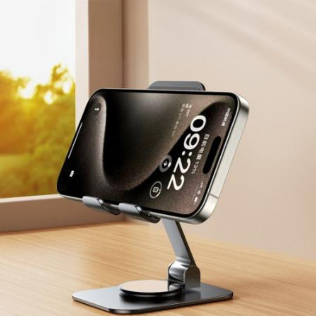 🥕 (P2) ที่วางโทรศัพท์ โลหะ วางเดสก์ท็อป โทรศัพท์มือถือ แบบพับได้ แท่นวางหมุนได้360 องศา/G0003