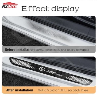 4pcs Toyota Yaris Cross รถสแตนเลสเกณฑ์แถบประตูรถ Sill โลหะยินดีต้อนรับ Pedal Auto ตกแต่งสติกเกอร์จัดแต่งทรงผมสําหรับ Yaris Cross AC200 GS HEV TRD GR กีฬา