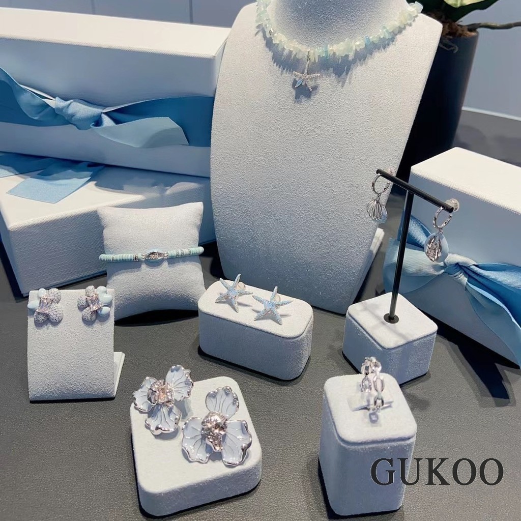 สร้อยคอมุกระหว่างดาวสีฟ้าและจี้ปลาดาวแบบโซ่ Iris เครื่องประดับคอกะทัดรัด