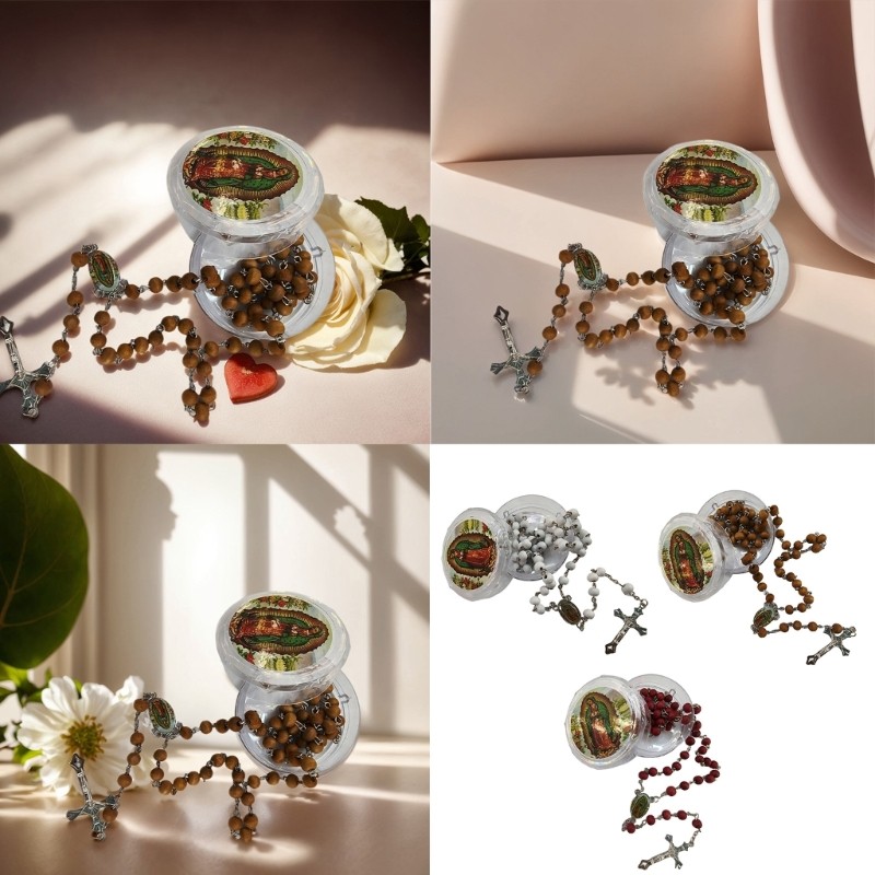 VEIN Devotional สร้อยคอลูกประคําด้วยลูกปัดและเลดี้ของเราของ Gudalupe Centerpieces สําหรับโซ่ศาสนาคาท