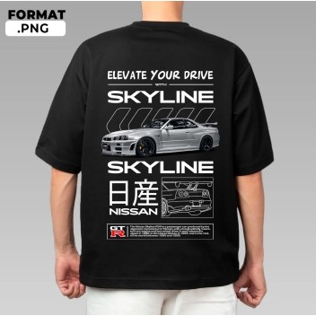 เสื้อยืด Nissan Skyline R34 เสื้อจูลัสไมโครไฟเบอร์