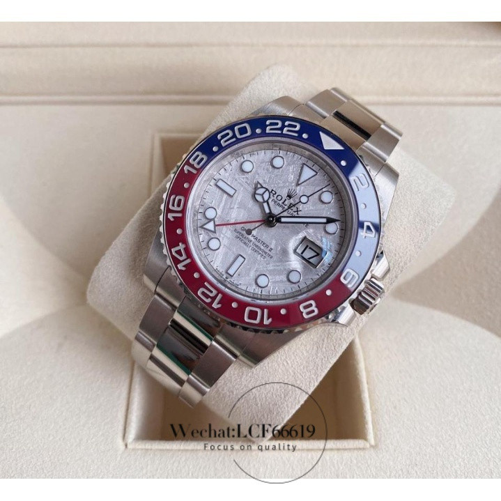 หน้าปัดเถ้าภูเขาไฟ ROLEX GMT-Master II สายสแตนเลสแฟชั่นหรูหรา นาฬิกาอัตโนมัติสำหรับผู้ชาย นาฬิกาข้อมือหรูหราเบา นาฬิกาข้อมือผู้ชายหรูหราและหลากหลาย