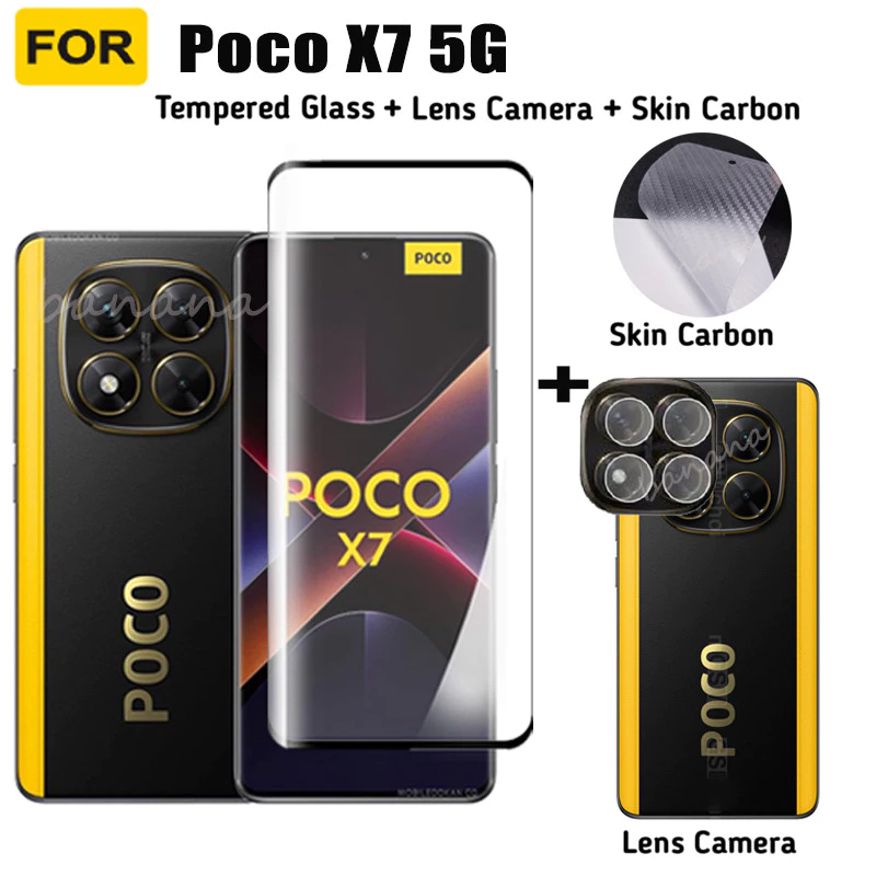 Poco X7 5Gคลุมทั้งหมดฟิล์มกระจกนิรภัยสําหรับ PocoX7 X7 Pro X6 X6 Pro Poco C75 C65 C61 ป้องกันหน้าจอ + กระจกเลนส์กล้อง