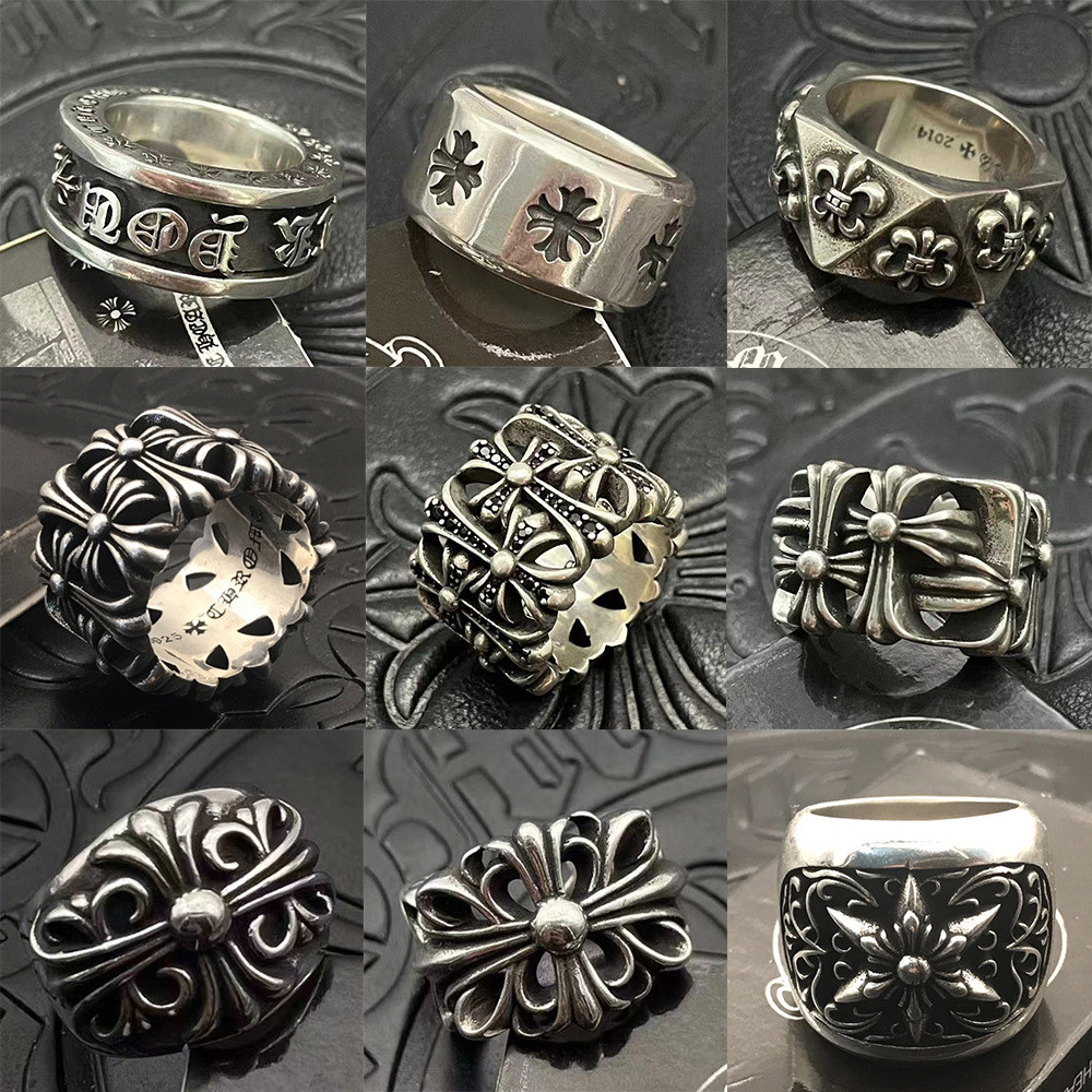 CH แหวน/925 Silver Retro แหวนขนาดใหญ่ข้ามประเภทต่างๆไม่จางหาย 111