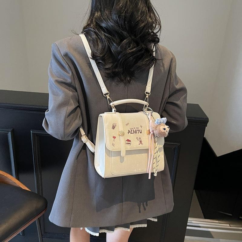 กระเป๋าหญิงสไตล์ใหม่อินเทรนด์พร็อพทุกการแข่งขันแฟชั่นที่เรียบง่ายซอกออกแบบกระโหลกสไตล์กระเป๋าเป้สะพายหลัง - รูปที่ 4