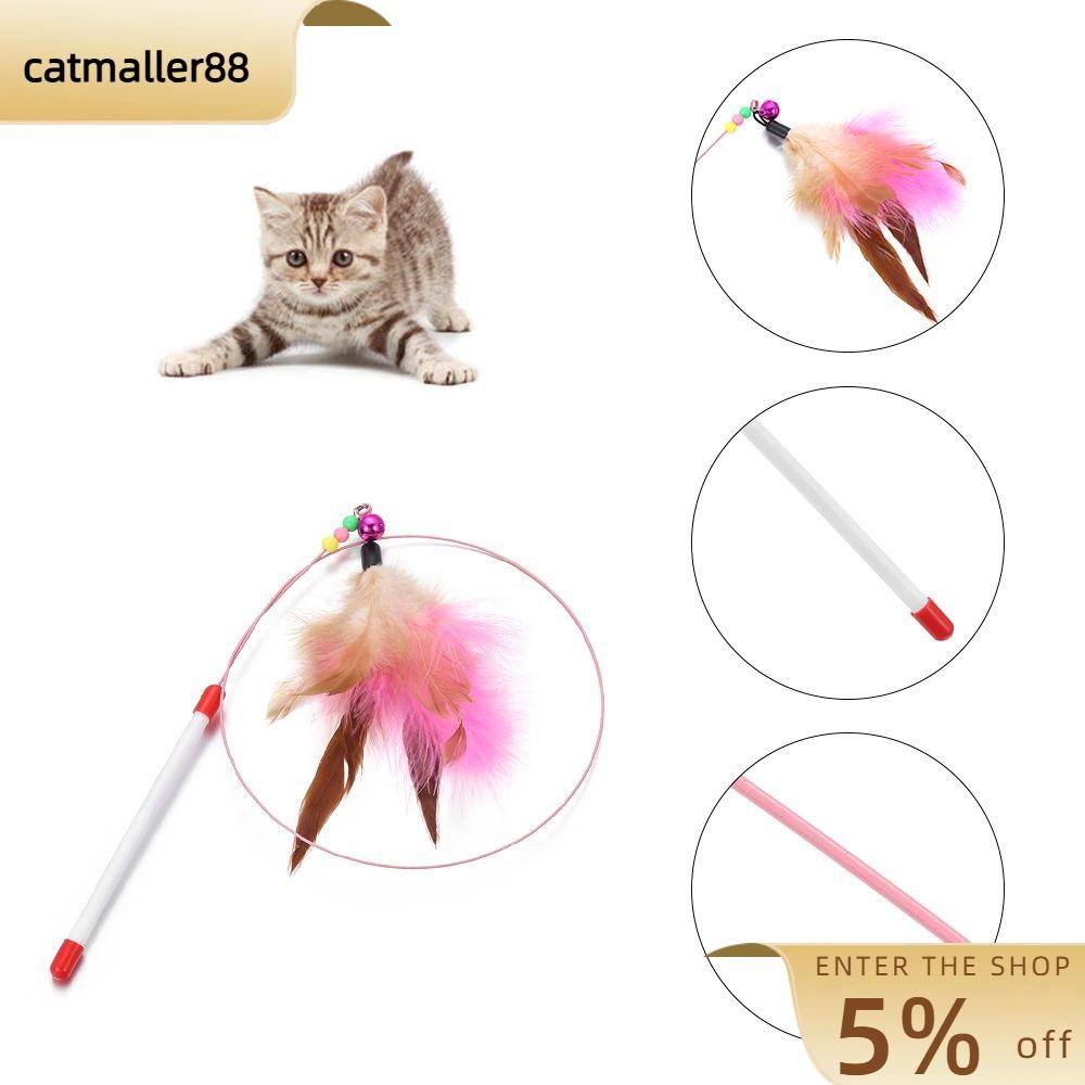Catmaller88 แมวตลกไม้กายสิทธิ์อุปกรณ์สัตว์เลี้ยง,การเล่นทีเซอร์ เบลล์ขนนก
