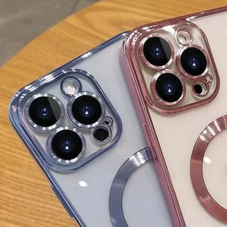 หรูหราชุบแม่เหล็กโปร่งใสเคสโทรศัพท์เข้ากันได้สําหรับiPhone 17 16 15 14 13 12 11 Pro Max Air XR 7 8 Plusไร้สายชาร์จนุ่มกันกระแทกเคสโทรศัพท์ใสฝาหลังAes