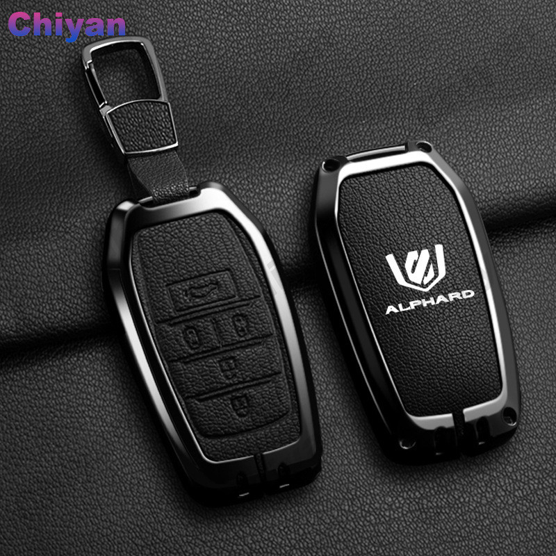 สังกะสีอัลลอยด์ Goatskin ของแท้หนังกุญแจรถสมาร์ท Remote Fob Shell พวงกุญแจปุ่มสําหรับ Toyota Alphard