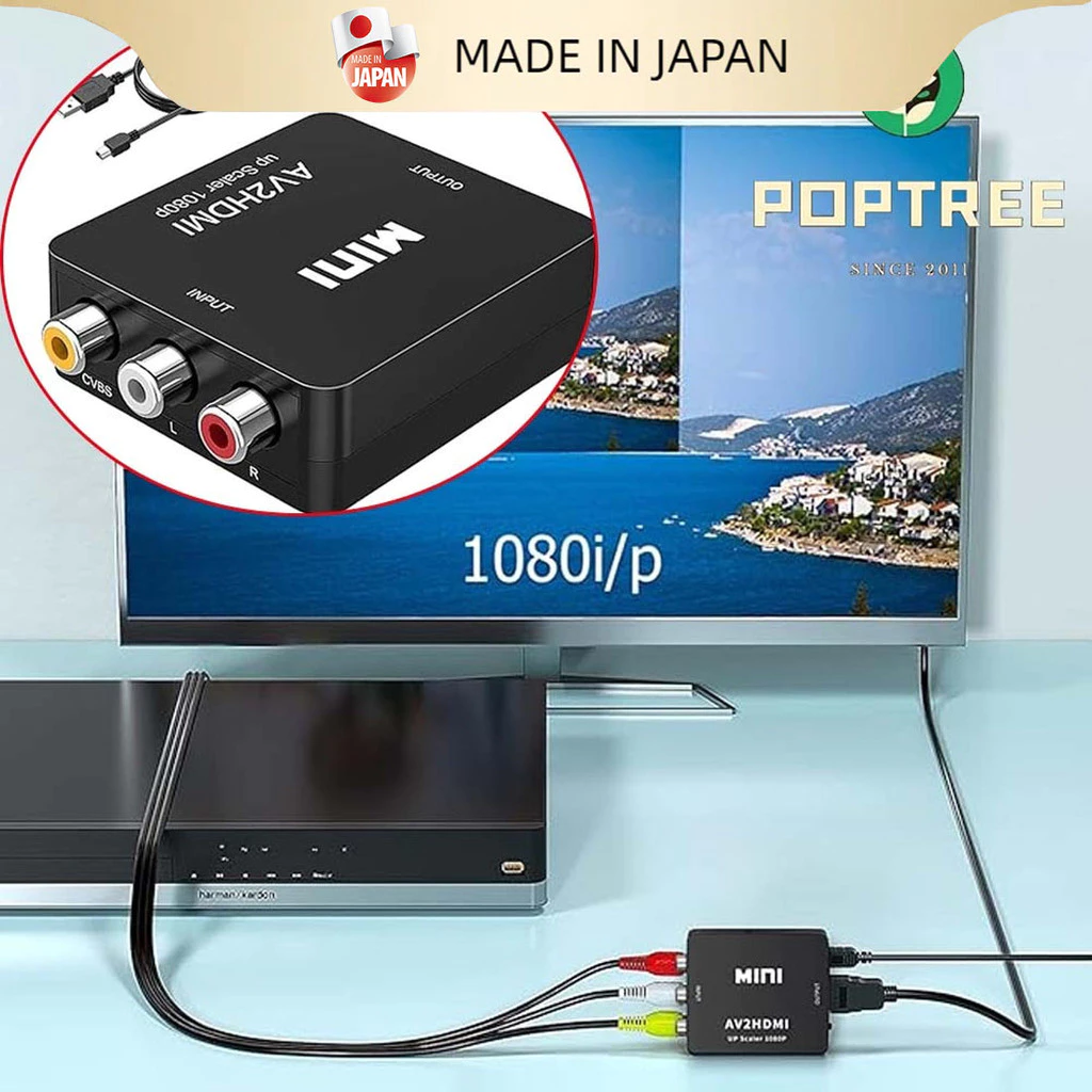 Av2hdmi ตัวแปลงสาย หัวแปลง AV To HDMI Converter (1080P) ตัวแปลงสัญญาณภาพและเสียงจาก AV เป็น HDMI / RCA To HDMI / D-PHONE