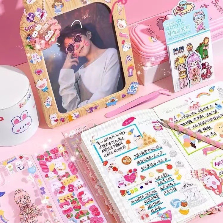 100 ชิ้น Kawaii สติกเกอร์เลเซอร์ไม่มีซ้ําน่ารัก DIY วัสดุคู่มือ Collage นักเรียนตกแต่งเด็กโรงเรียน Supply เครื่องเขียน - รูปที่ 4