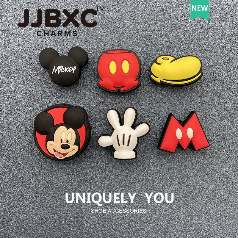JJBXC ตัวติดรองเท้า charm หัวเข็มขัดรองเท้าลายการ์ตูน Mickey น่ารัก สำหรับตกแต่งรองเท้าแฟชัน อุปกรณ์ตกแต่งรองเท้า