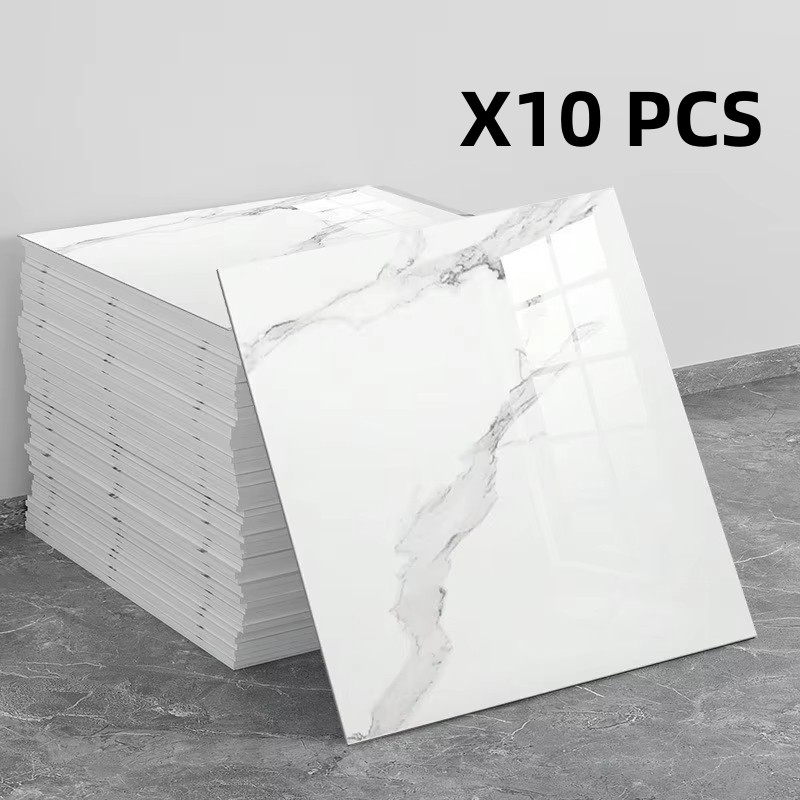 10Pcs 30cm สติ๊กเกอร์ติดผนังแบบมีกาวในตัว กันน้ำ ลายกระเบื้อง PVC สำหรับห้องครัวและห้องน้ำ wallpaper