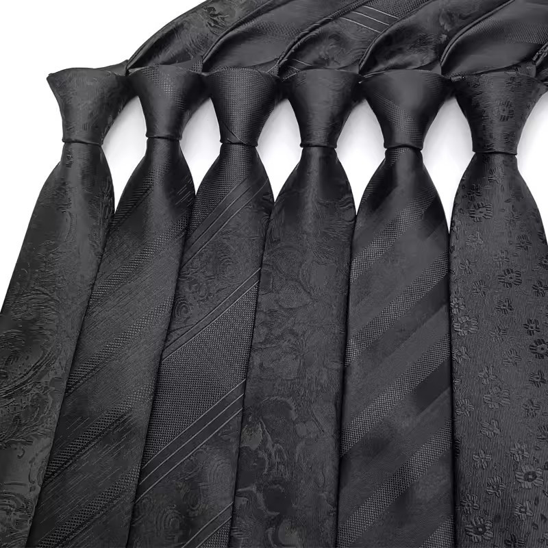 หรูหรา 8 ซม.Mens เนคไทสีดําลายดอกไม้ลายสก๊อต Ties สําหรับ Man เจ้าบ่าว Jacquard ทอคอ Tie