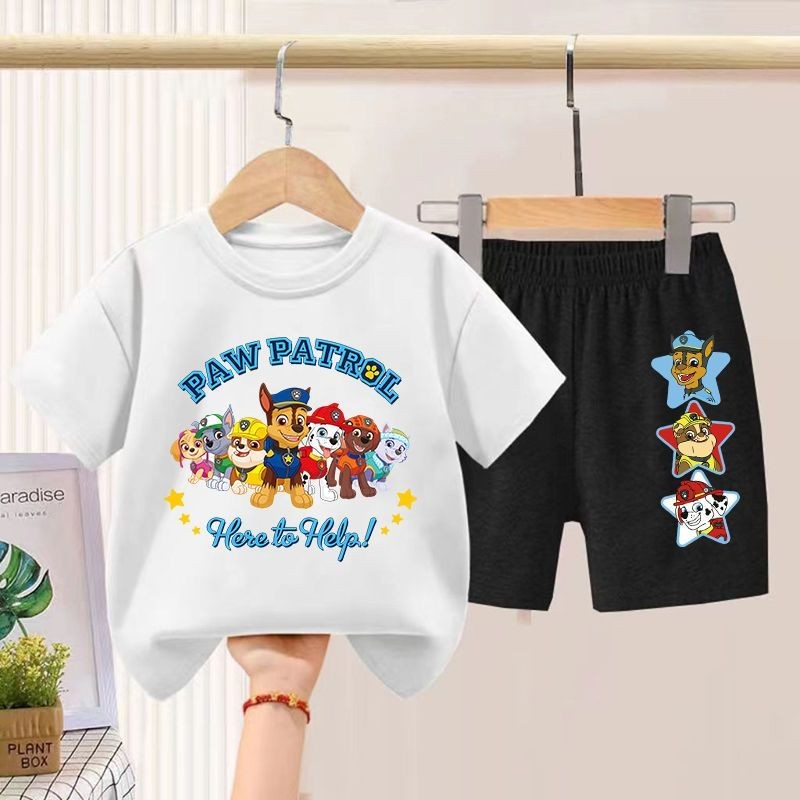 ชุดแขนสั้นเด็กชาย ฤดูร้อน ชุดเด็กใหม่ เสื้อผ้า Paw Patrol