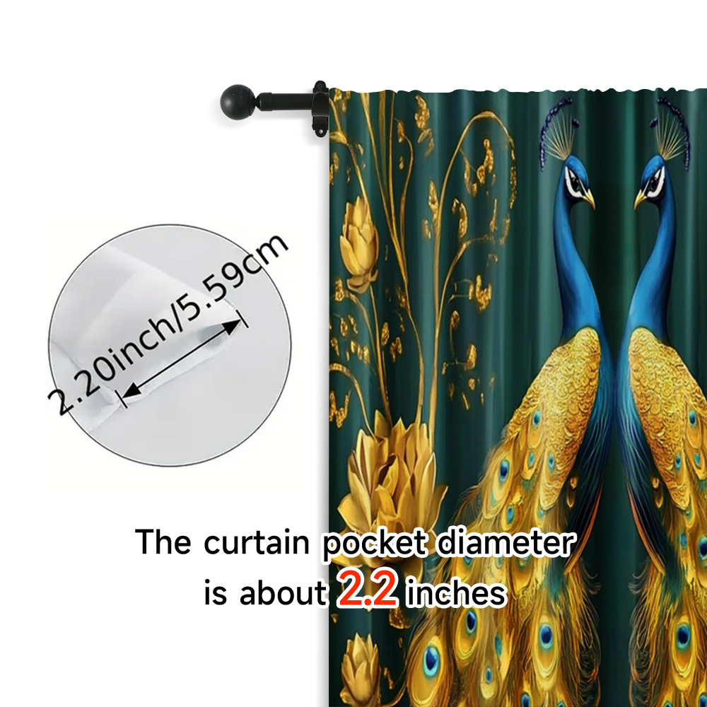 แนะนำ ผ้าม่าน 2ชิ้น ผ้าม่าน ม่านม้วน 2ง พิมพ์นกยูงสีทองพิมพ์โพลีเอสเตอร์ทนทาน (ไม่มีก้าน) ใช้วันหยุดสําหรับประเภทห้องต่างๆ ราคาพิเศษ มีเก็บเงินปลายทาง