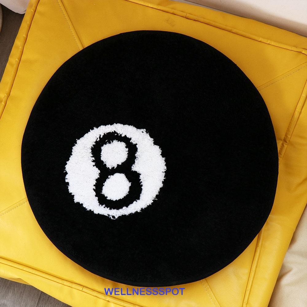 Wellnessspot 8 Ball พรม, ตุ๊กตากันลื่น 8 Ball Rug, Creative Round Skin Friendly Black 8 Ball Mat Hoo