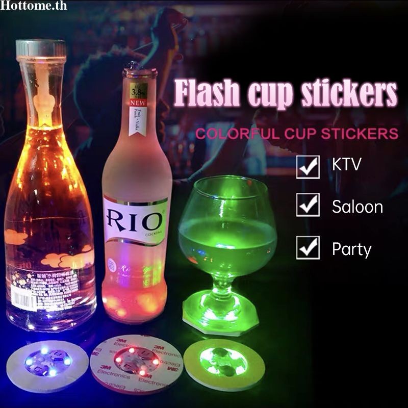 [Hottome.th]สติ๊กเกอร์แก้วน้ำเรืองแสง LED สีสันสดใสสำหรับบาร์ KTV ขวดไวน์ ไฟที่นั่ง