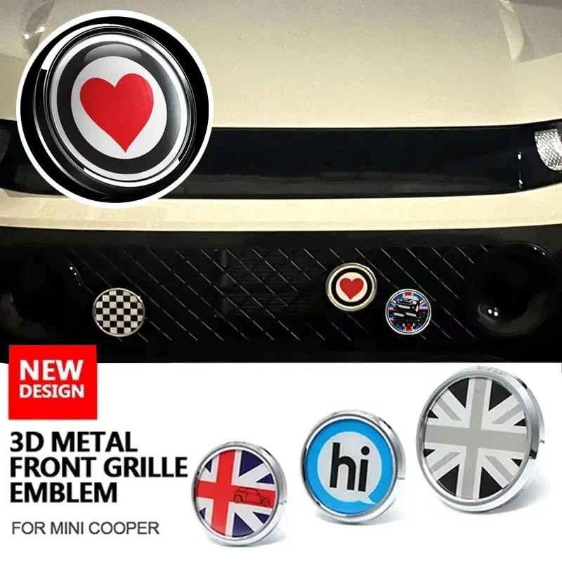 โลหะ 3D ด้านหน้าย่างป้ายสัญลักษณ์ปรับแต่งรูปแบบสติกเกอร์สําหรับ MINI Cooper JCW S One Countryman R60