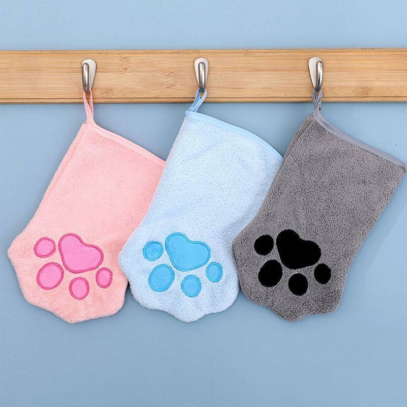 Pet Cleaning Towel Glove Type Cat's Paw Wipe Quick-Drying Pet Bath Towel Cat Bath Wipe Body Small Gl