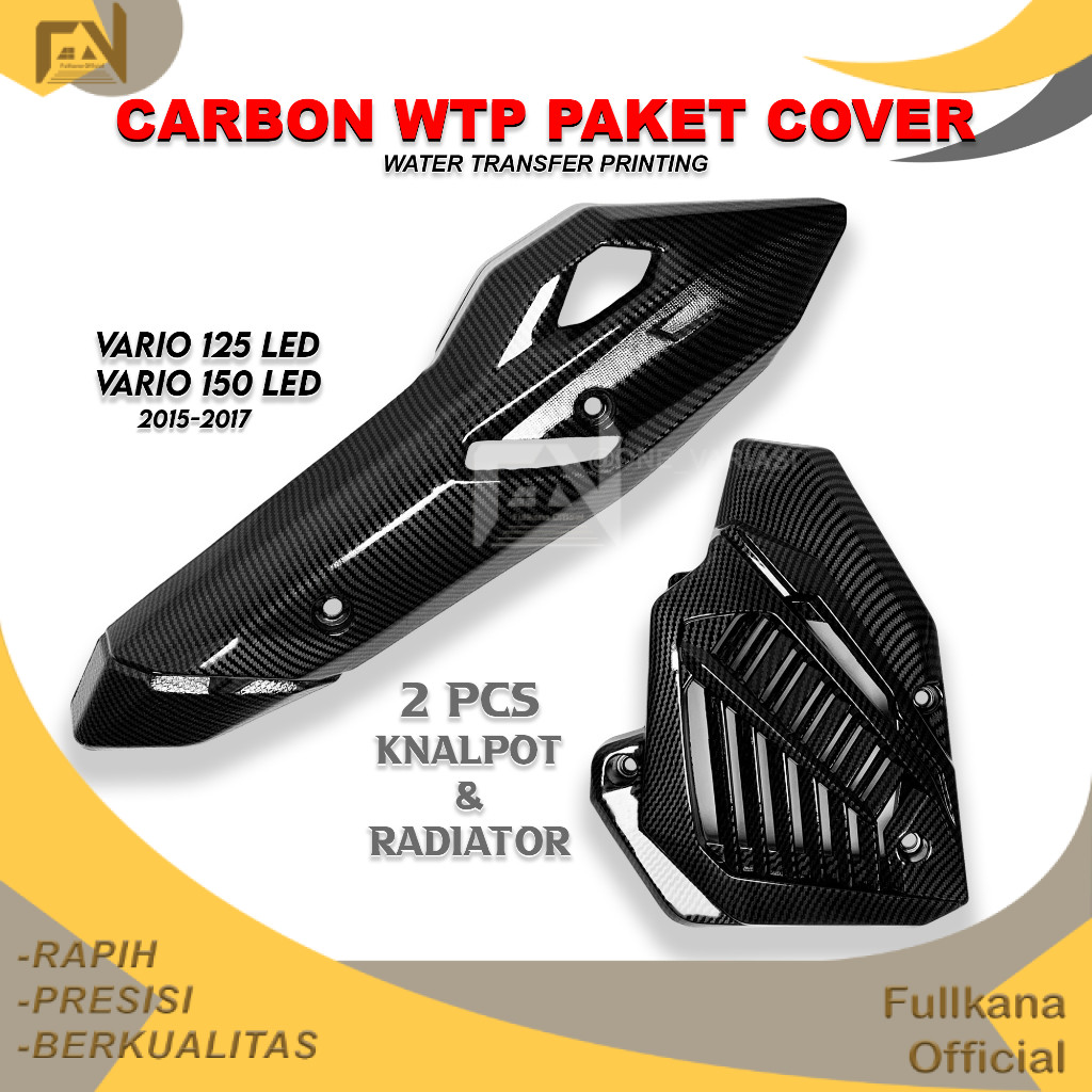 FULLKANA CARBON - แพ็คเกจ 2 ชิ้น CARBON VARIO 125 150 LED 2015/2017 EXHAUST SHIELD COVER + QUALITY RADIATOR COVER