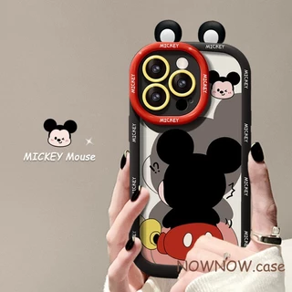 สําหรับ IPhone 16 15 14 13 12 11 Pro Max X XR XS Max 7 8 Plus การ์ตูน Mickey น่ารักคู่ 3D หูเคสโทรศัพท์ปกอ่อน